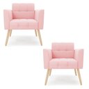 Ver imagem 1 de Kit 2 Poltronas Elisa Suede Rosa Bebê Pés Palito Natural - D'Rossi