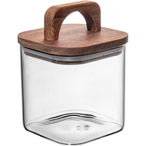Pote Hermético de Borossilicato com Tampa em Acácia 700 Ml - Wolff