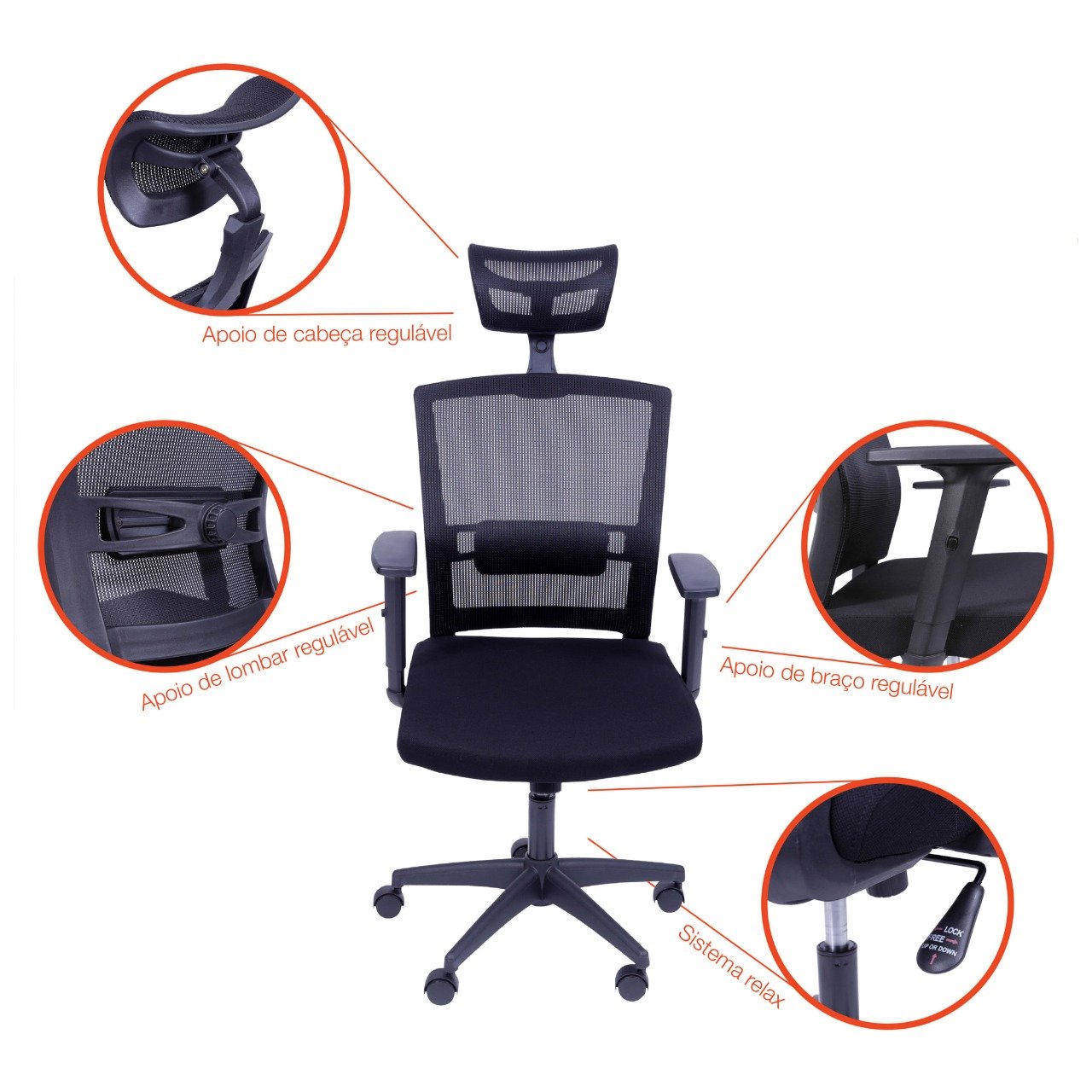 Cadeira para Escritório Presidente NR17 Office 3317 Or Design - 11