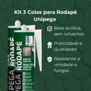 Ver imagem 2 de Kit 3 Cola para Rodapé 280ml Unipega Adesivo Pvc Mdf