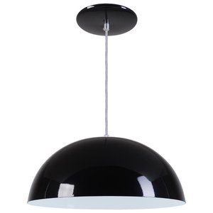 Pendente Meia Lua 34cm Luminária Alumínio Preto Brilhante