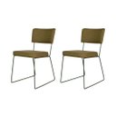 Ver imagem 2 de Conjunto Duas Cadeira de Jantar Minimalista Roma Tecido Linho Verde Oliva Base Aço Verde - Ooca Móve