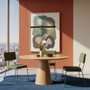 Ver imagem 4 de Conjunto Duas Cadeira de Jantar Minimalista Roma Tecido Linho Verde Oliva Base Aço Verde - Ooca Móve