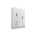 Ver imagem 1 de Guarda Roupa Solteiro 4 Portas e 3 Gavetas C/pés Encant Branco - Novo Horizonte