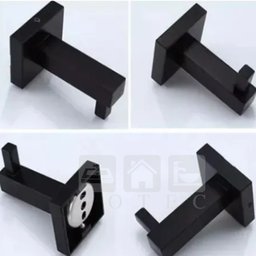 Cabide Simples Quadrado Em Metal Para Banheiro Black Preto - 3