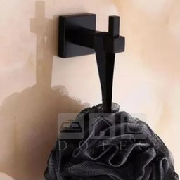 Cabide Simples Quadrado Em Metal Para Banheiro Black Preto - 4