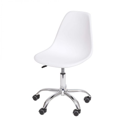 Cadeira Escritório Eames Giratória com Rodízio Dkr Branco