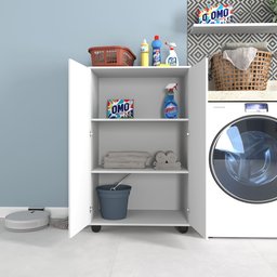 Armário Multiuso para Microondas ou Lavanderia 2 Portas e 2 Prateleiras Pratic Branco - 2