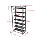 Ver imagem 2 de Conjunto Estante com Prateleira de Cremalheira Central com 7 Prateleiras em Tela 94cm Comac - Preto