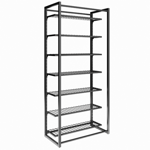 Conjunto Estante com Prateleira de Cremalheira Central com 7 Prateleiras em Tela 94cm Comac - Preto