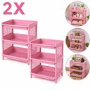 Ver imagem 1 de Kit 2 Prateleira Organizadora Infantil 3 Andares Estante Rosa Multiuso Modular Porta Brinquedos Pape