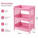 Ver imagem 7 de Kit 2 Prateleira Organizadora Infantil 3 Andares Estante Rosa Multiuso Modular Porta Brinquedos Pape