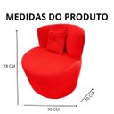 Ver imagem 6 de Poltrona Decorativa Orgânica Sala Recepção Suede Vermelho + Almofada