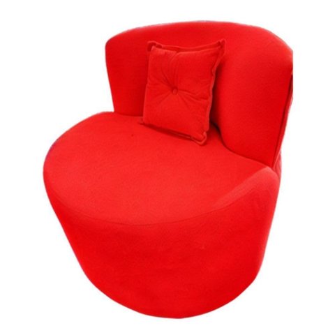 Poltrona Decorativa Orgânica Sala Recepção Suede Vermelho + Almofada