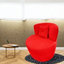 Ver imagem 2 de Poltrona Decorativa Orgânica Sala Recepção Suede Vermelho + Almofada