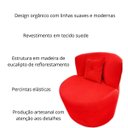 Ver imagem 3 de Poltrona Decorativa Orgânica Sala Recepção Suede Vermelho + Almofada