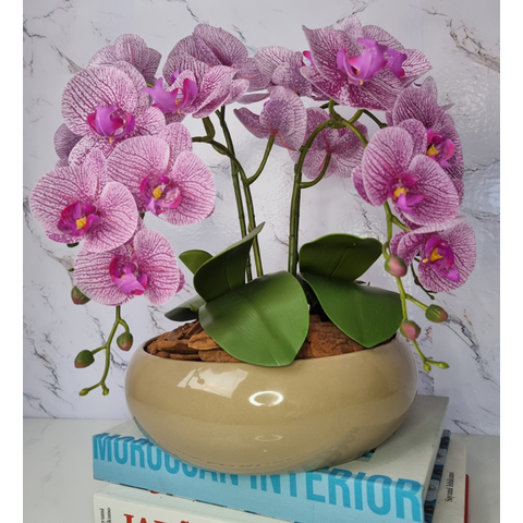 Arranjo Com 4 Orquídeas Violeta Vaso Fendi 28cm