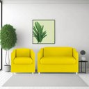 Ver imagem 2 de Namoradeira + 2 Polt. Bia P/ Sala de Estar Consultório Clinica Hospital Recepção Suede Amarelo