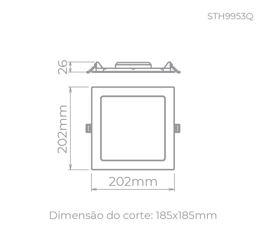 PAINEL DE EMBUTIR ECO 18W - STH9953Q - 4000K Branco Neutro - 2