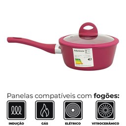 Panela Antiaderente Revestimento Cerâmico Cerâmica de Indução Viena Rosa Plus 18cm - Casambiente - 4