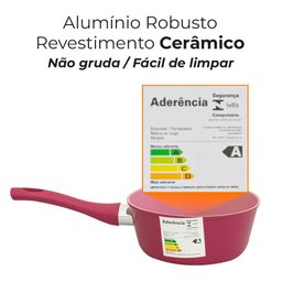Panela Antiaderente Revestimento Cerâmico Cerâmica de Indução Viena Rosa Plus 18cm - Casambiente - 5