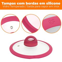 Panela Antiaderente Revestimento Cerâmico Cerâmica de Indução Viena Rosa Plus 18cm - Casambiente - 2