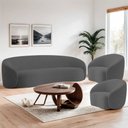 Ver imagem 2 de Kit Sofá 3 Lugares 180cm e 2 Poltronas Orgânica Luxo Recepção Amore Linho Cinza Escuro - Amarena Móv