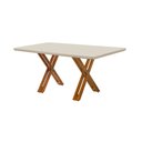 Ver imagem 1 de Mesa de Jantar Retangular Off White Nadia 180x90 Vidro Chanfrado 8 Lugares Blend Base Madeira Maciça