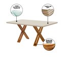 Ver imagem 2 de Mesa de Jantar Retangular Off White Nadia 180x90 Vidro Chanfrado 8 Lugares Blend Base Madeira Maciça