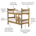 Ver imagem 4 de Beliche de Solteiro Alana em Mdf que Vira 2 Camas Estilo Moderno + 2 Colchões D20