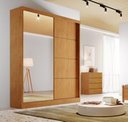 Ver imagem 1 de Guarda Roupa 02 Portas Correr Espelho 100% MDF 03 Gavetas Veneza Nature