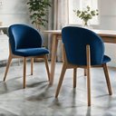 Ver imagem 1 de Kit 02 Cadeiras de Jantar e Estar Living Estofada Mia L02 Suede Azul Marinho - Lyam Decor