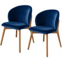 Ver imagem 2 de Kit 02 Cadeiras de Jantar e Estar Living Estofada Mia L02 Suede Azul Marinho - Lyam Decor