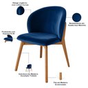 Ver imagem 5 de Kit 02 Cadeiras de Jantar e Estar Living Estofada Mia L02 Suede Azul Marinho - Lyam Decor