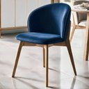 Ver imagem 3 de Kit 02 Cadeiras de Jantar e Estar Living Estofada Mia L02 Suede Azul Marinho - Lyam Decor