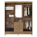 Ver imagem 4 de Guarda Roupa Casal com Espelho e Capelinha 4 Portas 3 Gavetas Pérsia Amêndola Touch Marrom