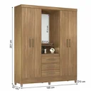 Ver imagem 3 de Guarda Roupa Casal com Espelho e Capelinha 4 Portas 3 Gavetas Pérsia Amêndola Touch Marrom