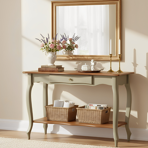 Aparador para Sala Sevilha com Gaveta e Pés Luiz Xv - Verde Chá com Tampo e Prateleira Imbuia Glazer