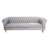 Sofá Chesterfield Capitone Duque Linho Cinza 2,00cm - 1