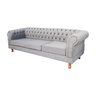 Sofá Chesterfield Capitone Duque Linho Cinza 2,00cm - 2