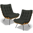 Ver imagem 1 de Kit 2 Poltronas Decorativas Sala de Estar Costela L02 Linho Verde - Lyam Decor