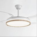 Ver imagem 5 de Lustre Ventilador de Teto Retrátil Led Branco, Design Clean com Detalhe em Madeira Freijó