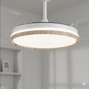 Ver imagem 7 de Lustre Ventilador de Teto Retrátil Led Branco, Design Clean com Detalhe em Madeira Freijó