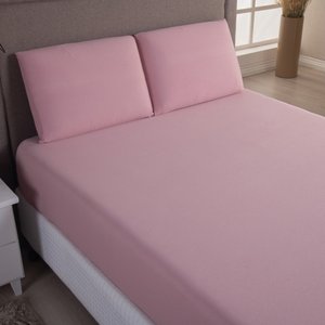 Jogo Cama Lençol Sonnet Solteiro Malha Lisa 100% Algodão Macio 2 Peças - Rosê