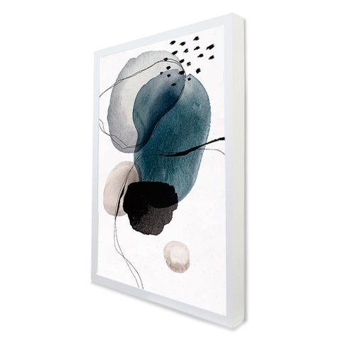 Quadro Decorativo Abstrato Rupestre em Moldura Caixa TaColado Moldura Caixa 3cm Branca sem Vidro 20 