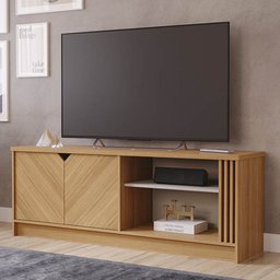 Rack Bancada para TV 100% MDF Volpi Permóbili Nature/Off White - 2