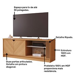 Rack Bancada para TV 100% MDF Volpi Permóbili Nature/Off White - 4