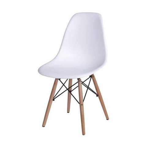 Cadeira Eames Base de Madeira Branco