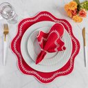 Ver imagem 1 de Jogo de Guardanapos Americano 12 Peças Bordado Decorativo - Paris Detalhe Branco Cor Vermelho