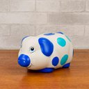 Ver imagem 2 de Cofre Porco Médio Cerâmica: Azul